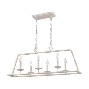 Atlas Joanie 34'' Wide 6-Light Linear Chandelier - Elegant Lantern-Style Design for Dining and Kitchens Antique White CL11018-WH