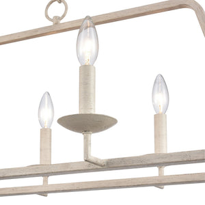 Atlas Joanie 34'' Wide 6-Light Linear Chandelier - Elegant Lantern-Style Design for Dining and Kitchens Antique White CL11018-WH