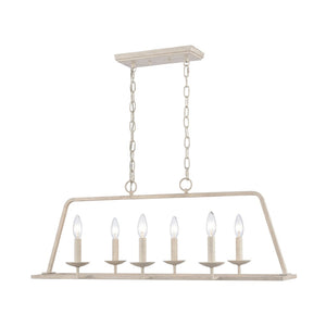Atlas Joanie 34'' Wide 6-Light Linear Chandelier - Elegant Lantern-Style Design for Dining and Kitchens Antique White CL11018-WH