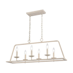 Atlas Joanie 34'' Wide 6-Light Linear Chandelier - Elegant Lantern-Style Design for Dining and Kitchens Antique White CL11018-WH