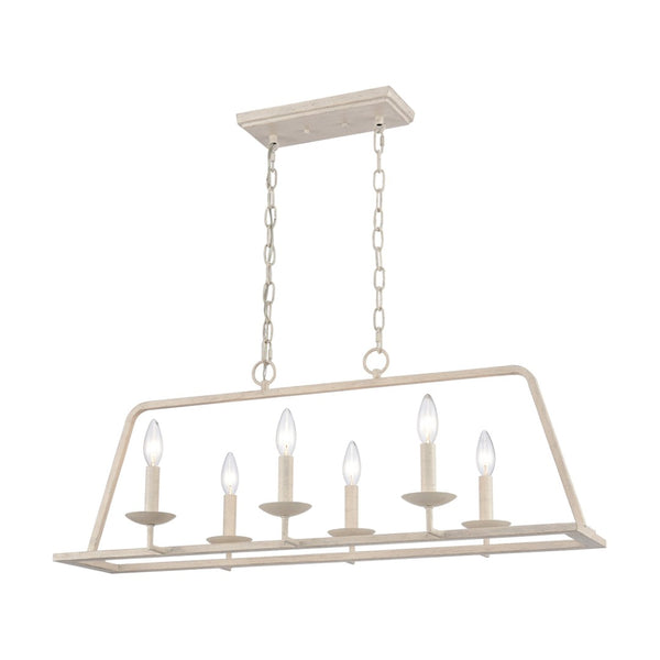 Atlas Joanie 34'' Wide 6-Light Linear Chandelier - Elegant Lantern-Style Design for Dining and Kitchens Antique White CL11018-WH