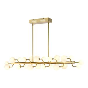 Atlas Keir 43.31'' Wide 22-Light Linear Chandelier - Mid-Century Modern Brass Elegance for Dining Spaces CL11019-BS