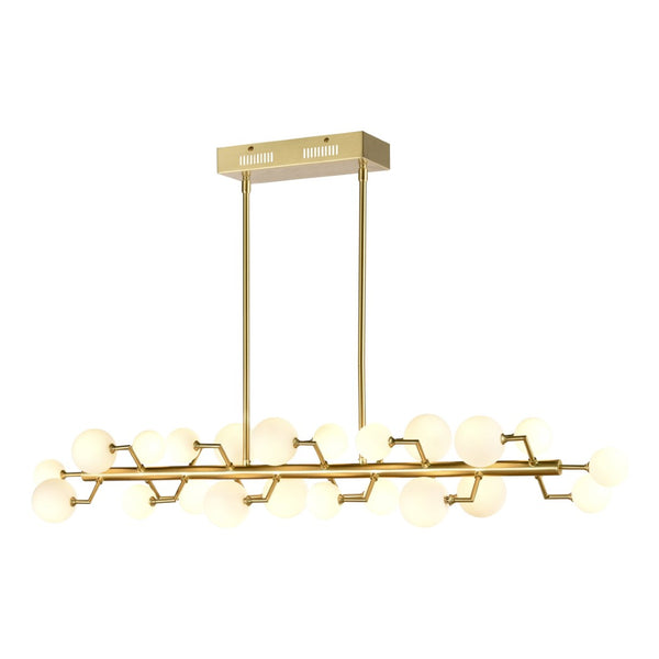 Atlas Keir 43.31'' Wide 22-Light Linear Chandelier - Mid-Century Modern Brass Elegance for Dining Spaces CL11019-BS