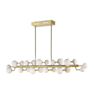 Atlas Keir 43.31'' Wide 22-Light Linear Chandelier - Mid-Century Modern Brass Elegance for Dining Spaces CL11019-BS