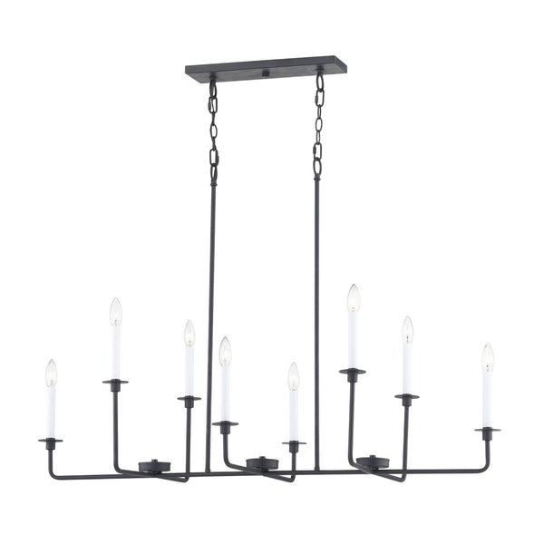 Atlas Lexington Green 48'' Wide 8-Light Linear Chandelier - Modern Elegance for Dining & Living Spaces Matte Black CL11021-BK