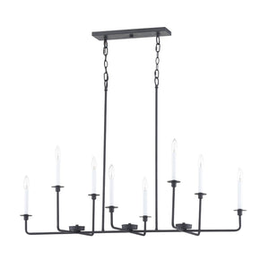 Atlas Lexington Green 48'' Wide 8-Light Linear Chandelier - Modern Elegance for Dining & Living Spaces Matte Black CL11021-BK