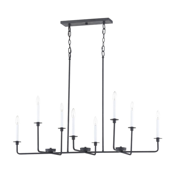 Atlas Lexington Green 48'' Wide 8-Light Linear Chandelier - Modern Elegance for Dining & Living Spaces Matte Black CL11021-BK