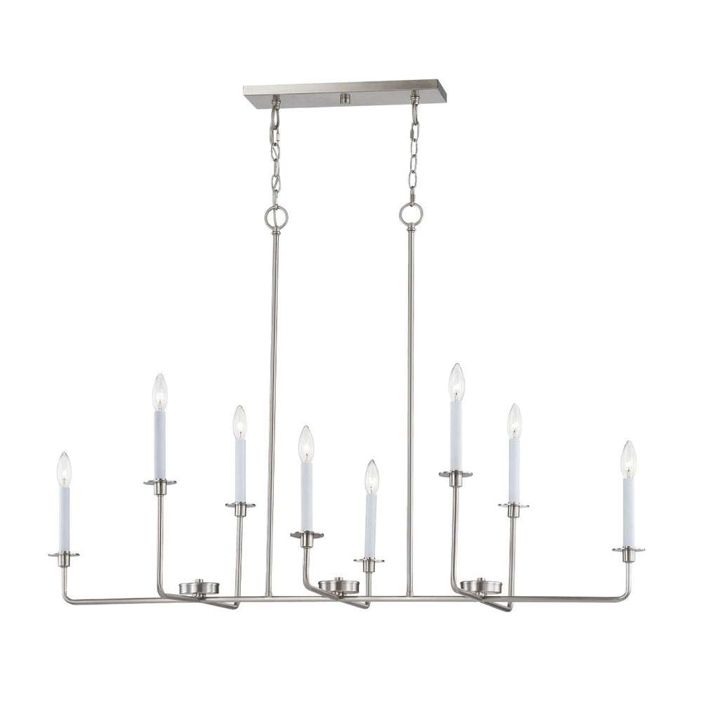 Atlas Lexington Green 48'' Wide 8-Light Linear Chandelier - Modern Elegance for Dining & Living Spaces Brushed Nickel CL11021-NK