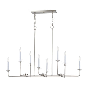 Atlas Lexington Green 48'' Wide 8-Light Linear Chandelier - Modern Elegance for Dining & Living Spaces Brushed Nickel CL11021-NK