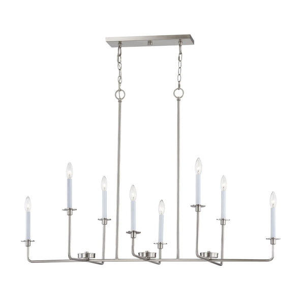 Atlas Lexington Green 48'' Wide 8-Light Linear Chandelier - Modern Elegance for Dining & Living Spaces Brushed Nickel CL11021-NK