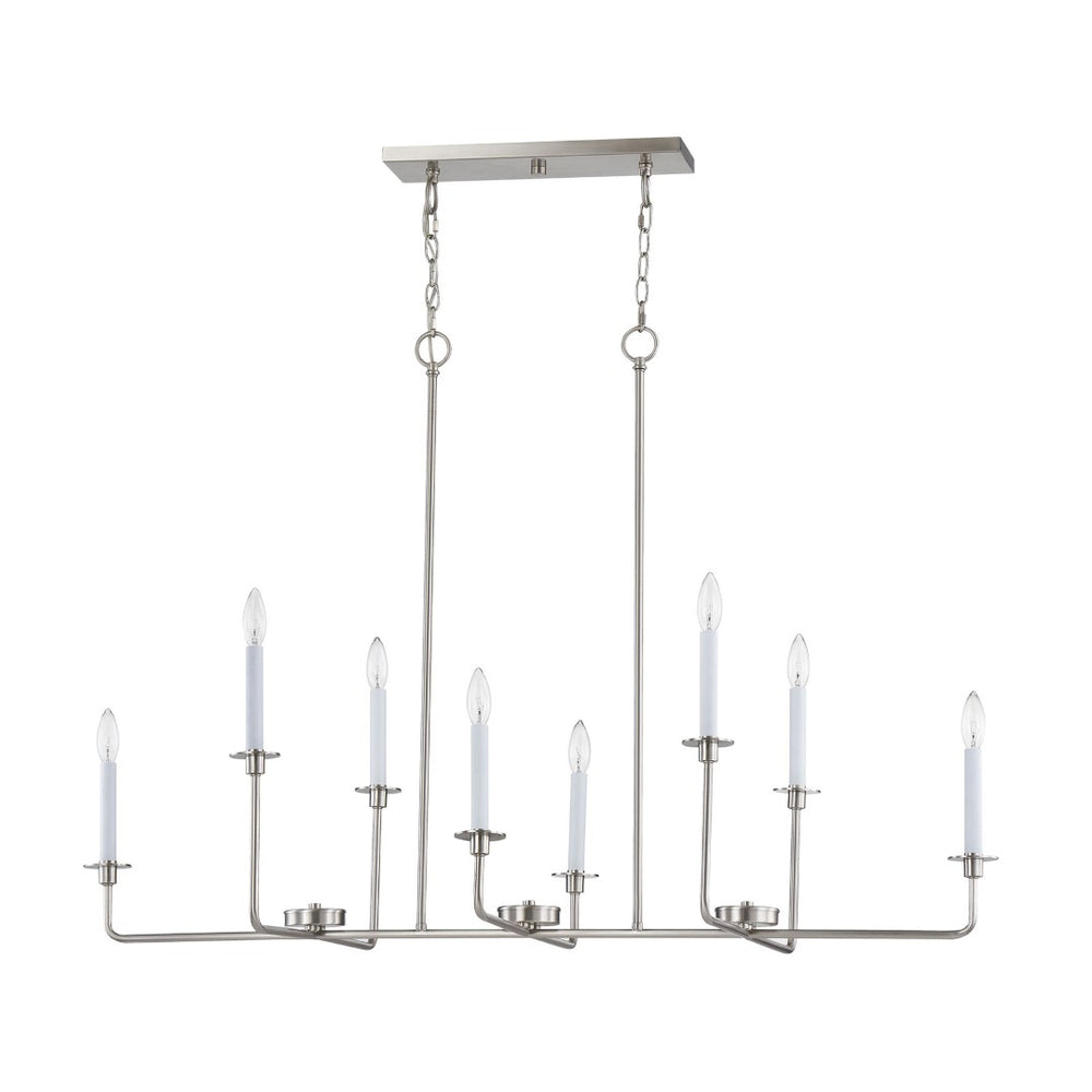 Atlas Lexington Green 48'' Wide 8-Light Linear Chandelier - Modern Elegance for Dining & Living Spaces Brushed Nickel CL11021-NK