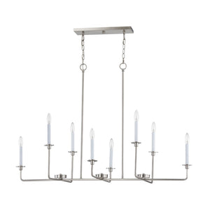 Atlas Lexington Green 48'' Wide 8-Light Linear Chandelier - Modern Elegance for Dining & Living Spaces Brushed Nickel CL11021-NK