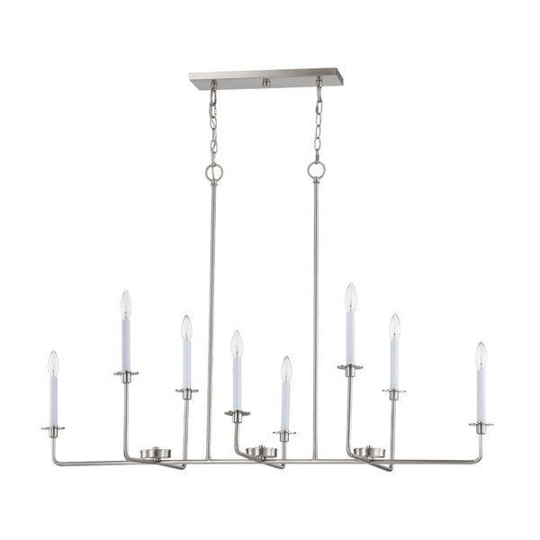 Atlas Lexington Green 48'' Wide 8-Light Linear Chandelier - Modern Elegance for Dining & Living Spaces Brushed Nickel CL11021-NK