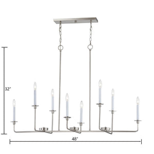 Atlas Lexington Green 48'' Wide 8-Light Linear Chandelier - Modern Elegance for Dining & Living Spaces Brushed Nickel CL11021-NK