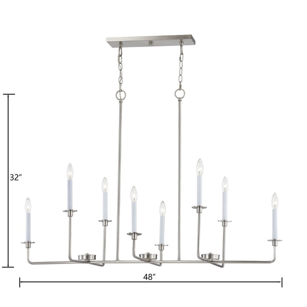 Atlas Lexington Green 48'' Wide 8-Light Linear Chandelier - Modern Elegance for Dining & Living Spaces Brushed Nickel CL11021-NK