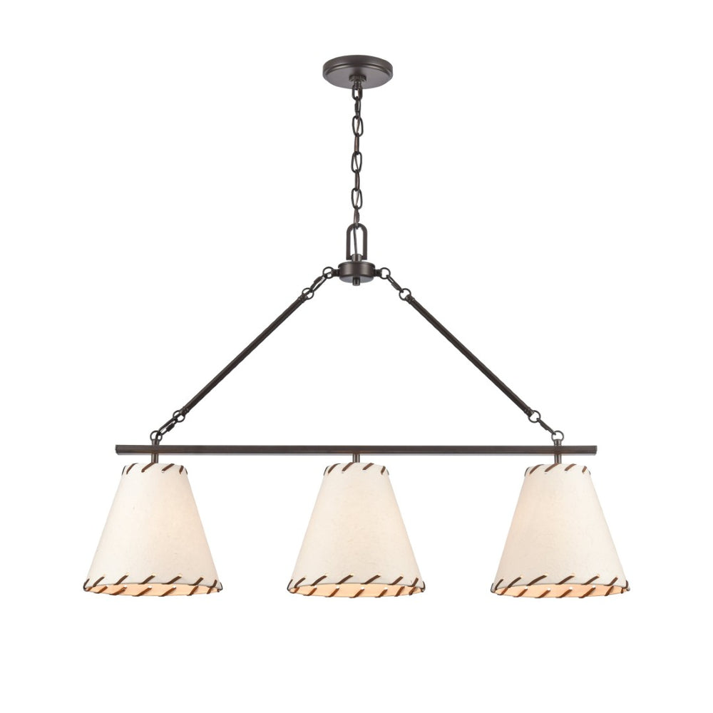 Atlas Marion 36'' Wide 3-Light Linear Chandelier - Elegant Oil Rubbed Bronze with Textured Shades CL11022-BZ