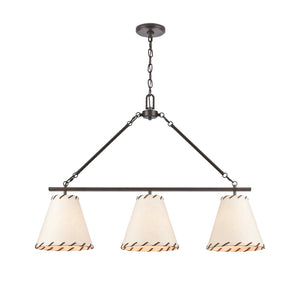 Atlas Marion 36'' Wide 3-Light Linear Chandelier - Elegant Oil Rubbed Bronze with Textured Shades CL11022-BZ