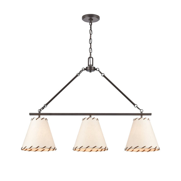 Atlas Marion 36'' Wide 3-Light Linear Chandelier - Elegant Oil Rubbed Bronze with Textured Shades CL11022-BZ