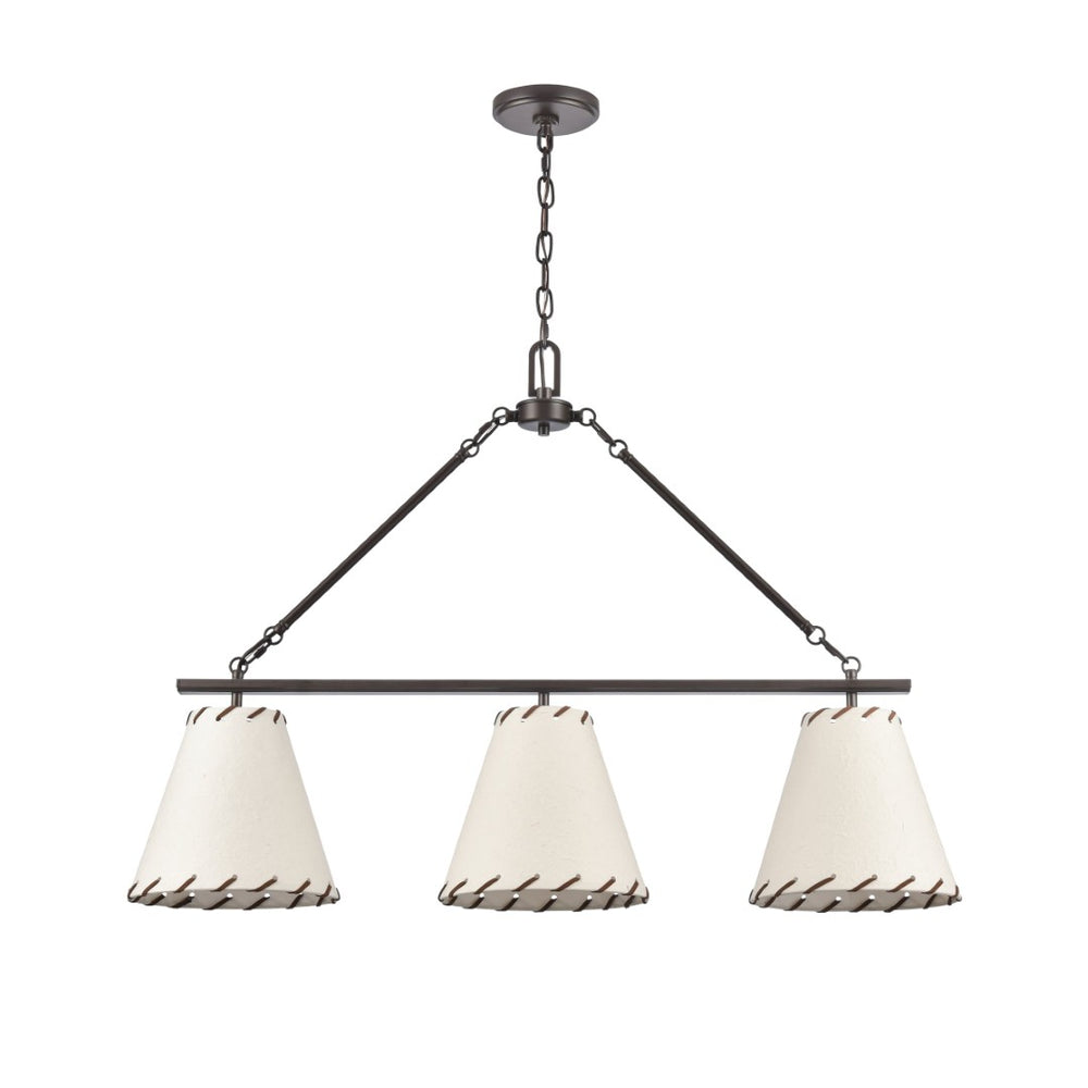 Atlas Marion 36'' Wide 3-Light Linear Chandelier - Elegant Oil Rubbed Bronze with Textured Shades CL11022-BZ