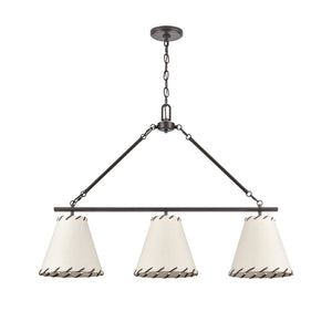 Atlas Marion 36'' Wide 3-Light Linear Chandelier - Elegant Oil Rubbed Bronze with Textured Shades CL11022-BZ