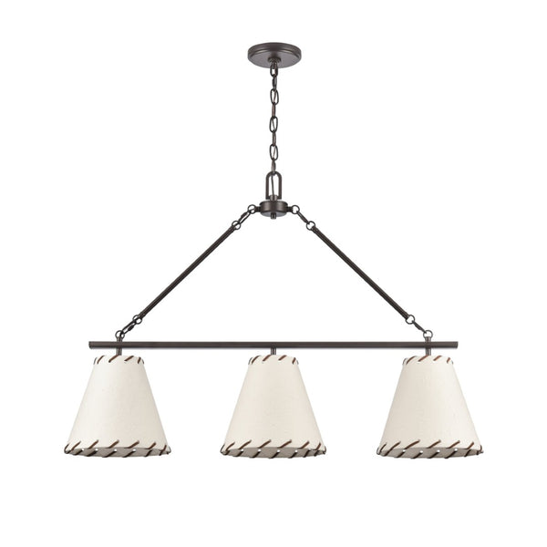 Atlas Marion 36'' Wide 3-Light Linear Chandelier - Elegant Oil Rubbed Bronze with Textured Shades CL11022-BZ