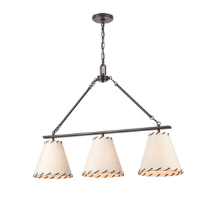 Atlas Marion 36'' Wide 3-Light Linear Chandelier - Elegant Oil Rubbed Bronze with Textured Shades CL11022-BZ