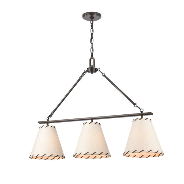 Atlas Marion 36'' Wide 3-Light Linear Chandelier - Elegant Oil Rubbed Bronze with Textured Shades CL11022-BZ