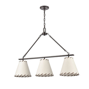 Atlas Marion 36'' Wide 3-Light Linear Chandelier - Elegant Oil Rubbed Bronze with Textured Shades CL11022-BZ