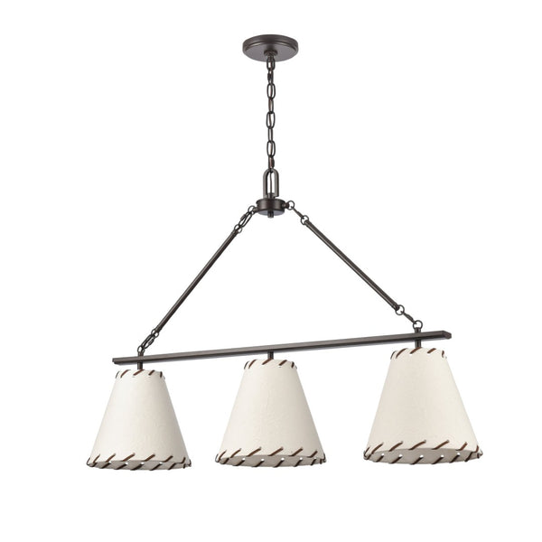 Atlas Marion 36'' Wide 3-Light Linear Chandelier - Elegant Oil Rubbed Bronze with Textured Shades CL11022-BZ