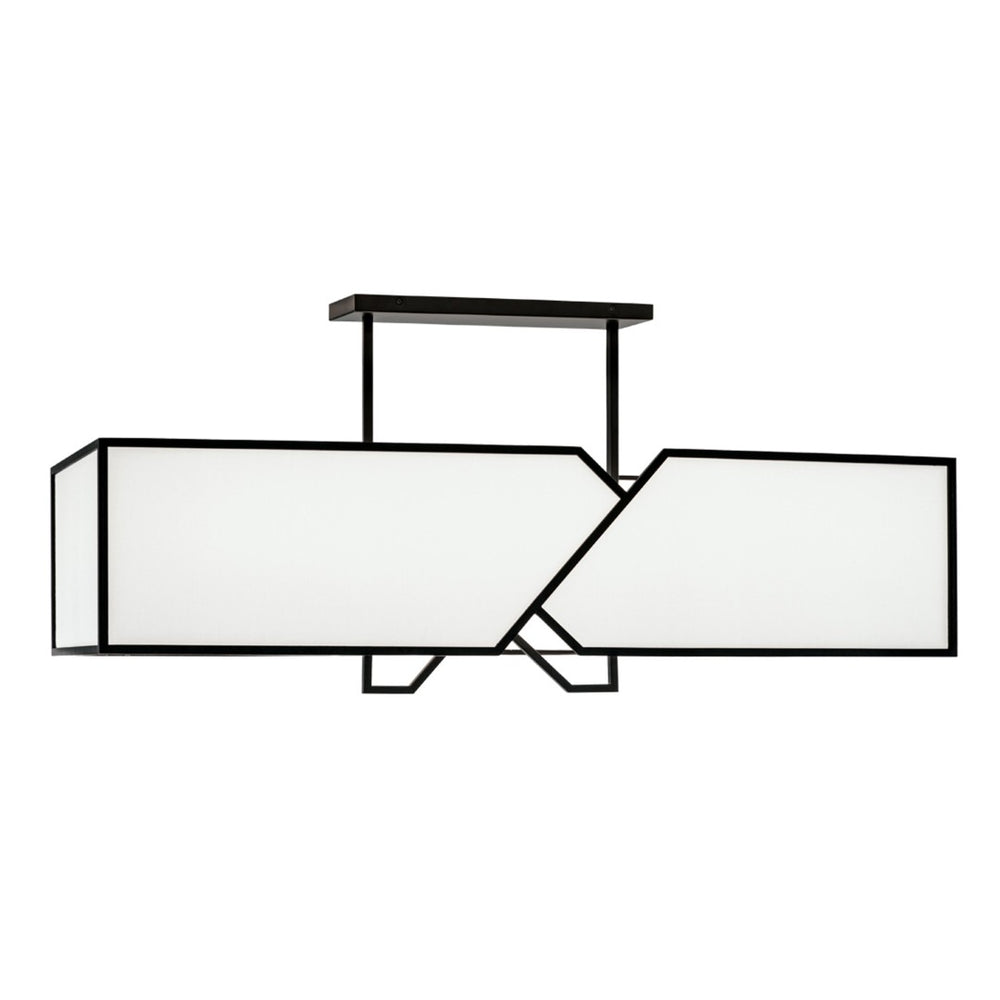 Atlas Moiselle 48'' Wide 6-Light Linear Chandelier - Modern Matte Black Metal & Fabric Shade Design CL11025-BK