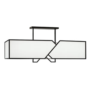 Atlas Moiselle 48'' Wide 6-Light Linear Chandelier - Modern Matte Black Metal & Fabric Shade Design CL11025-BK