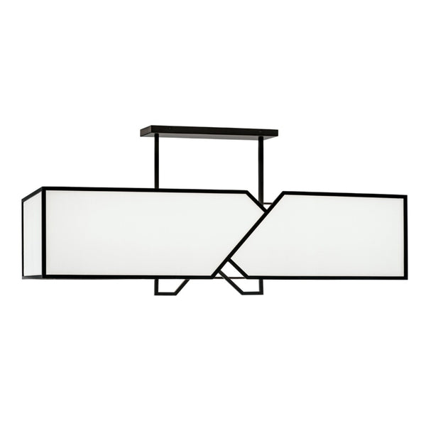 Atlas Moiselle 48'' Wide 6-Light Linear Chandelier - Modern Matte Black Metal & Fabric Shade Design CL11025-BK