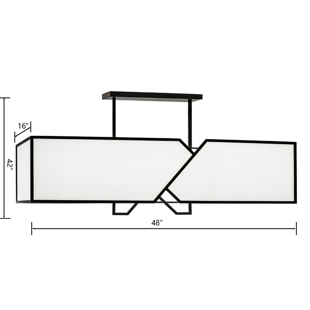 Atlas Moiselle 48'' Wide 6-Light Linear Chandelier - Modern Matte Black Metal & Fabric Shade Design CL11025-BK