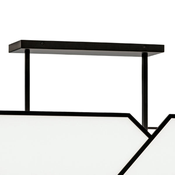 Atlas Moiselle 48'' Wide 6-Light Linear Chandelier - Modern Matte Black Metal & Fabric Shade Design CL11025-BK