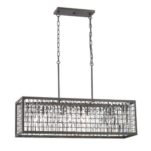 Atlas Nadina 37" Wide 4-Light Linear Chandelier - Contemporary Silverdust Iron with Crystal Elegance CL11026-GY