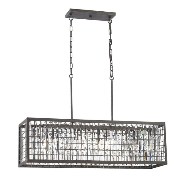Atlas Nadina 37" Wide 4-Light Linear Chandelier - Contemporary Silverdust Iron with Crystal Elegance CL11026-GY