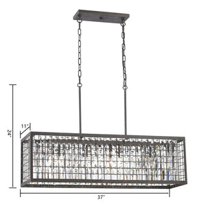 Atlas Nadina 37" Wide 4-Light Linear Chandelier - Contemporary Silverdust Iron with Crystal Elegance CL11026-GY