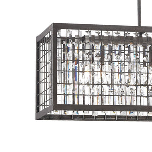Atlas Nadina 37" Wide 4-Light Linear Chandelier - Contemporary Silverdust Iron with Crystal Elegance CL11026-GY