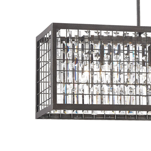 Atlas Nadina 37" Wide 4-Light Linear Chandelier - Contemporary Silverdust Iron with Crystal Elegance CL11026-GY