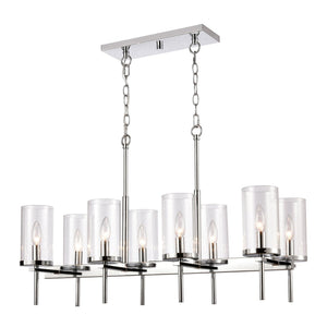 Atlas Oakland 32.5'' Wide 8-Light Linear Chandelier - Modern Design for Dining Rooms & Entryways Chrome CL11027-CH