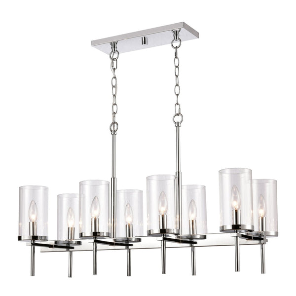 Atlas Oakland 32.5'' Wide 8-Light Linear Chandelier - Modern Design for Dining Rooms & Entryways Chrome CL11027-CH