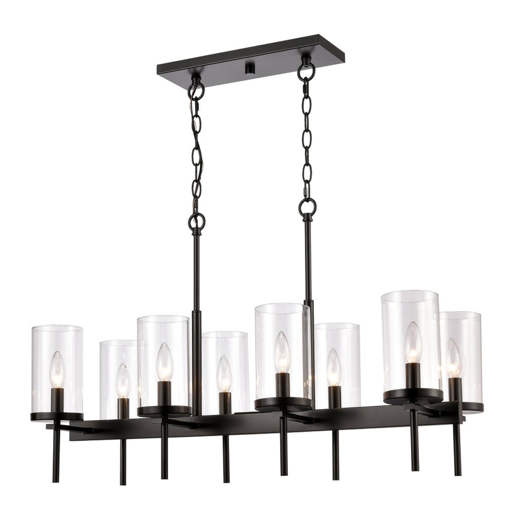 Atlas Oakland 32.5'' Wide 8-Light Linear Chandelier - Modern Design for Dining Rooms & Entryways Black CL11028-BK