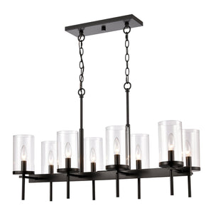 Atlas Oakland 32.5'' Wide 8-Light Linear Chandelier - Modern Design for Dining Rooms & Entryways Black CL11028-BK