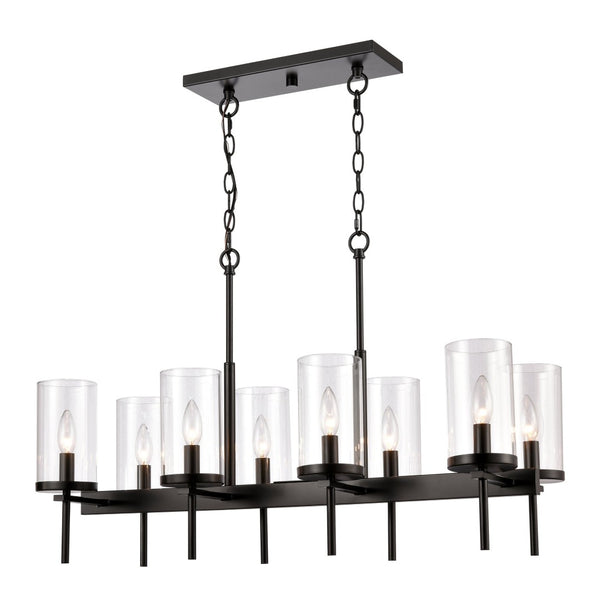 Atlas Oakland 32.5'' Wide 8-Light Linear Chandelier - Modern Design for Dining Rooms & Entryways Black CL11028-BK