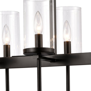 Atlas Oakland 32.5'' Wide 8-Light Linear Chandelier - Modern Design for Dining Rooms & Entryways Black CL11028-BK