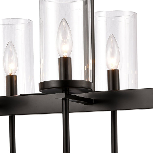 Atlas Oakland 32.5'' Wide 8-Light Linear Chandelier - Modern Design for Dining Rooms & Entryways Black CL11028-BK