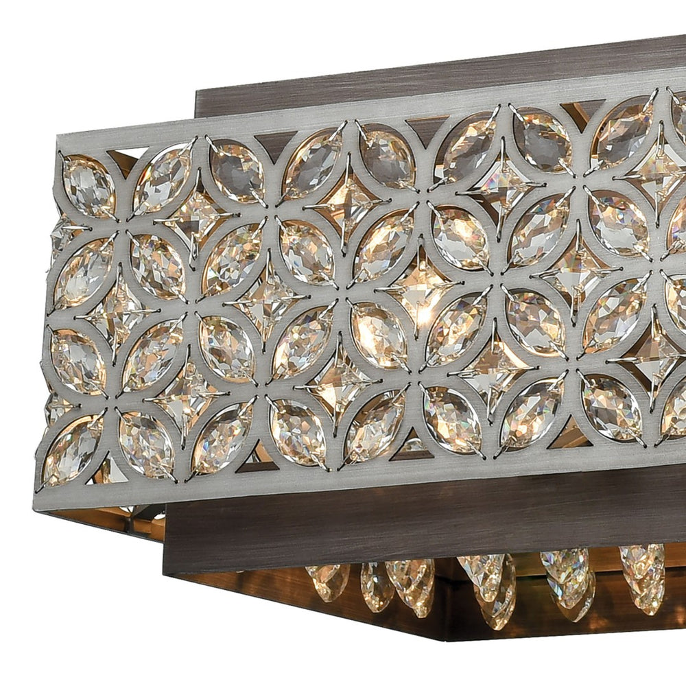 Atlas Rosslyn 40" 8-Light Linear Chandelier - Mid-Century Metal & Crystal Design for Glamorous Lighting CL11031-SV
