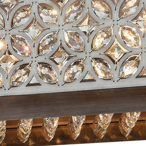 Atlas Rosslyn 40" 8-Light Linear Chandelier - Mid-Century Metal & Crystal Design for Glamorous Lighting CL11031-SV