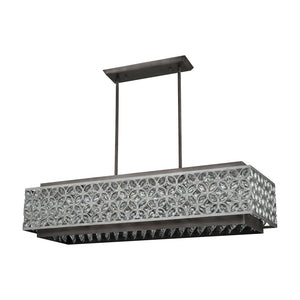 Atlas Rosslyn 40" 8-Light Linear Chandelier - Mid-Century Metal & Crystal Design for Glamorous Lighting CL11031-SV