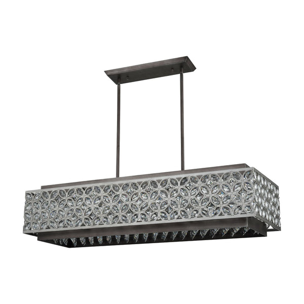 Atlas Rosslyn 40" 8-Light Linear Chandelier - Mid-Century Metal & Crystal Design for Glamorous Lighting CL11031-SV
